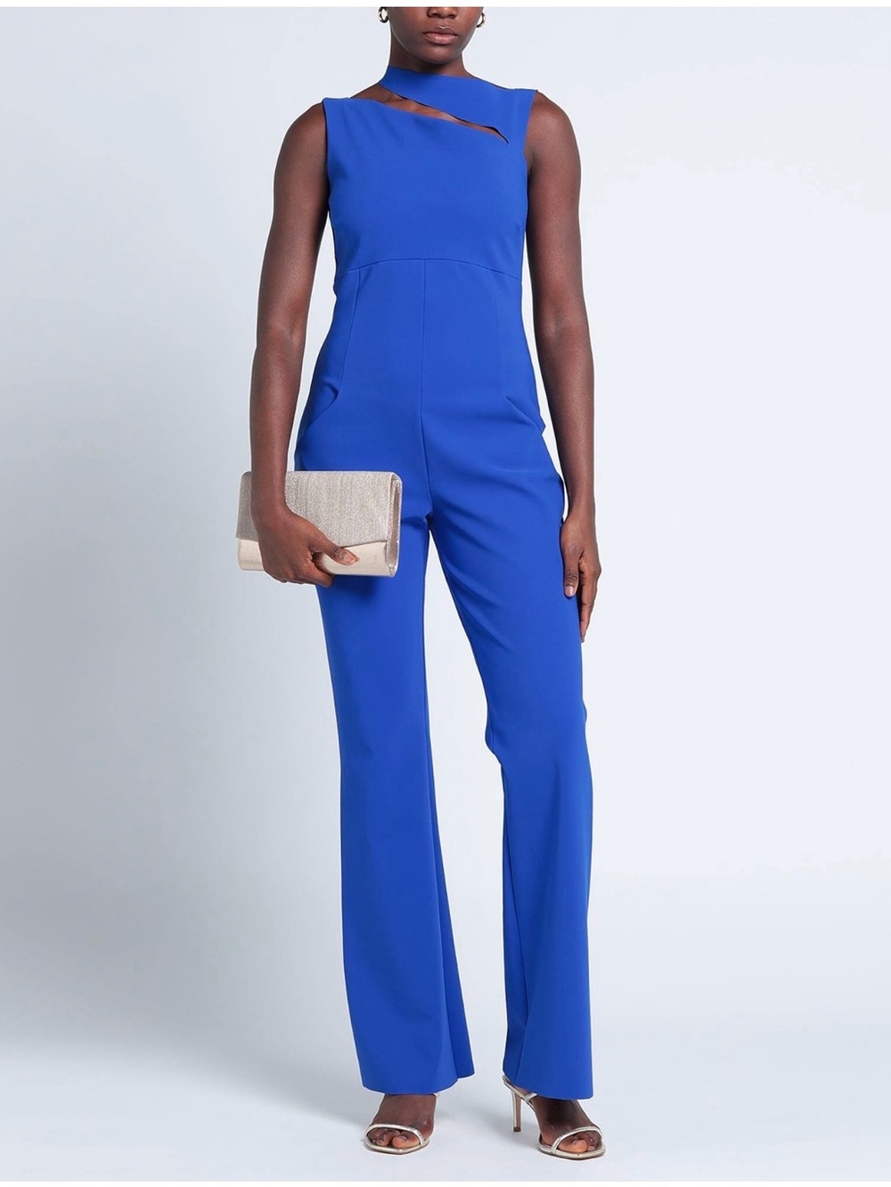 Chiara Boni One-Shoulder Royal Blue Asymmetric Jumpsuit